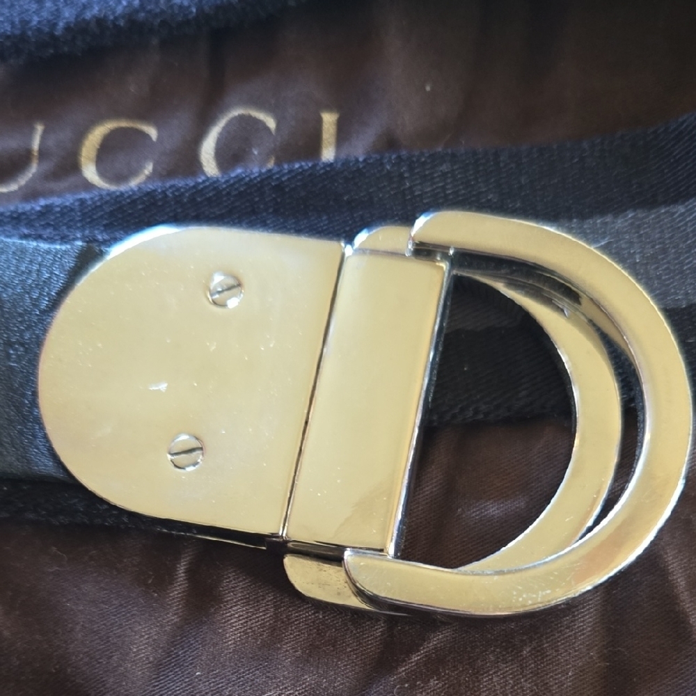 Gucci Black & grey Belt with cbrome Clasp - Picture 5 of 13